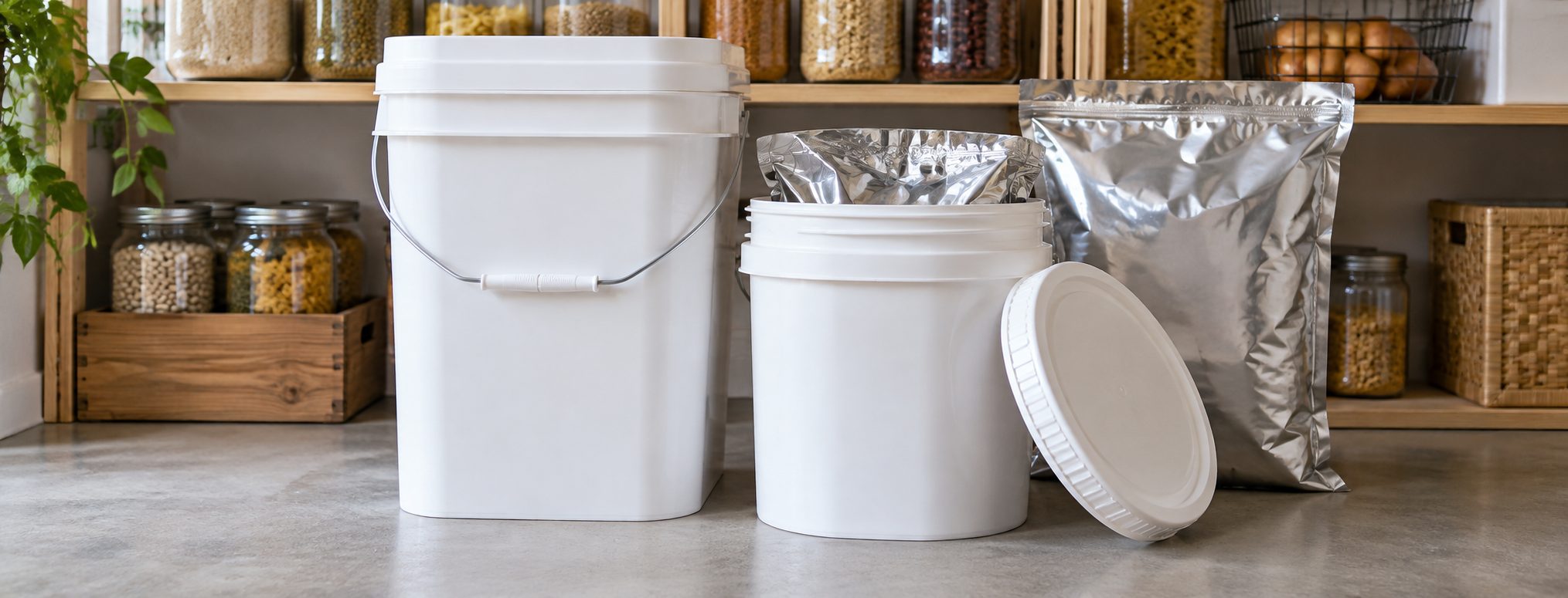 Best Food Storage Buckets for Long-Term Emergency Supplies 2026 - SurvivalStockUp Food-grade storage buckets with Mylar bags for long-term emergency food supplies - SurvivalStockUp